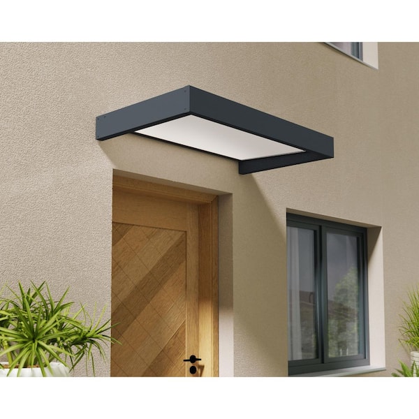 Sophia 3 ft. x 5 ft. Gray/White Opal Door and Window Awning