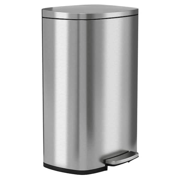 13.2 Gallon / 50 Liter Fire Resistant Stainless Steel Step On Pedal Trash Can with Odor Filter & Removable Inner Bucket
