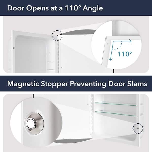 16 in. W x 30 in. H x 4-1/2 in. D Frameless Recessed V-Groove Beveled Eclipse Bathroom Medicine Cabinet