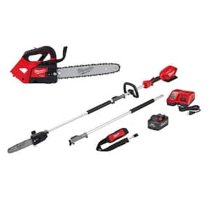M18 FUEL 14 in. Top Handle 18V Lithium-Ion Brushless Cordless Chainsaw & 10 in. Pole Saw, 8.0 Ah Battery, Charger
