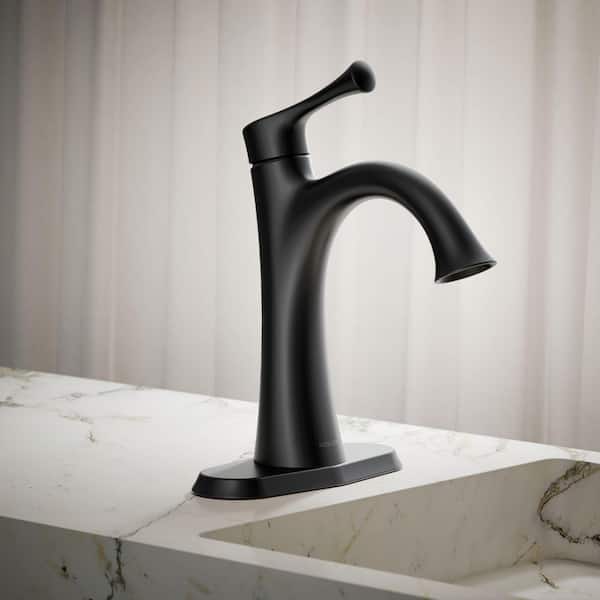 Buckley Single Handle Single Hole Bathroom Sink Faucet in Matte Black - 1.2 GPM