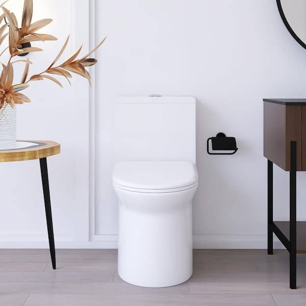 Boosicavelly 1-Piece 1.1/1.6 GPF Dual Flush Elongated Toilet in. White Seat Included