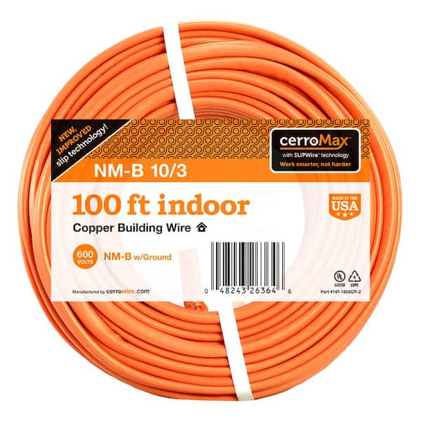 Cerrowire 100 ft. 10/3 Orange Solid CerroMax SLiPWire Copper NM-B Wire