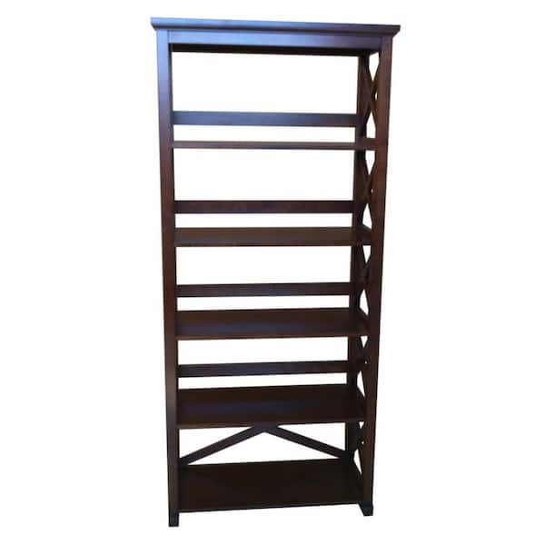 Unbranded 69.69 in. Brown Wood 5-shelf Etagere Bookcase