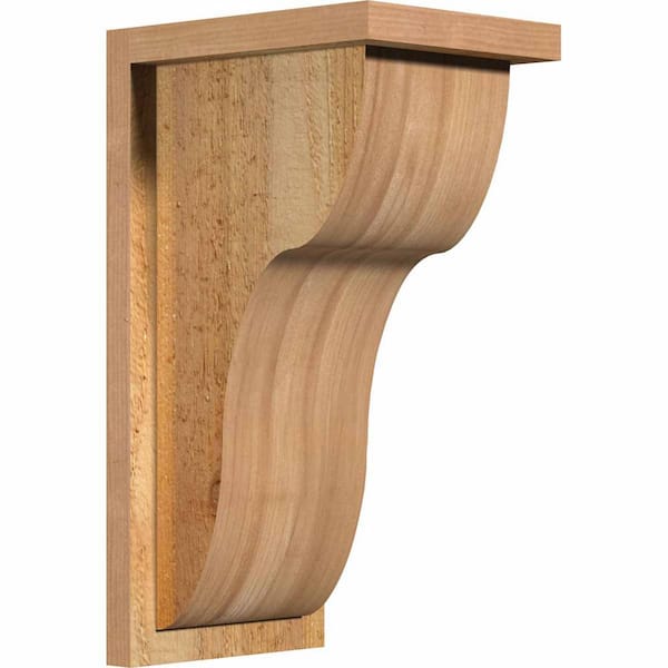 Ekena Millwork 8 in. x 10 in. x 18 in. Western Red Cedar Carmel Rough Sawn Corbel with Backplate