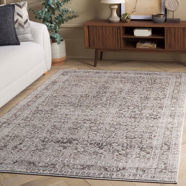 Vintage Tabriz 9 ft. x 12 ft. Gray/Charcoal Distressed Ornate Border Area Rug