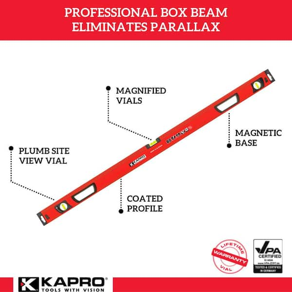 48 in. Vulcan Magnetic Box Level with Magnified Vials and Plumb Site