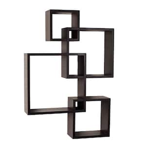 Contempo 18 in. x 25.5 in. Espresso MDF Intersecting Cube Shelves