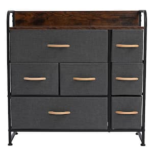 11.42 in. W x 30.91 in. H Dark Gray 7-Drawer Fabric Storage Chest with Gray Drawers
