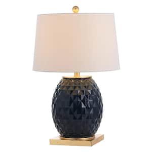 Diamond 25.5 in. Navy/Gold Leaf LED Glass/Metal Table Lamp