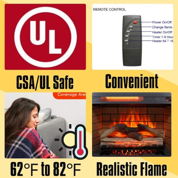 60 in. Freestanding Wooden Electric Fireplace TV Stand with Door Sensor in Jasmine White Fits TVs up to 70 in.