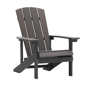 Charcoal Gray Plastic HDPS Outdoor Patio Adirondack Chair