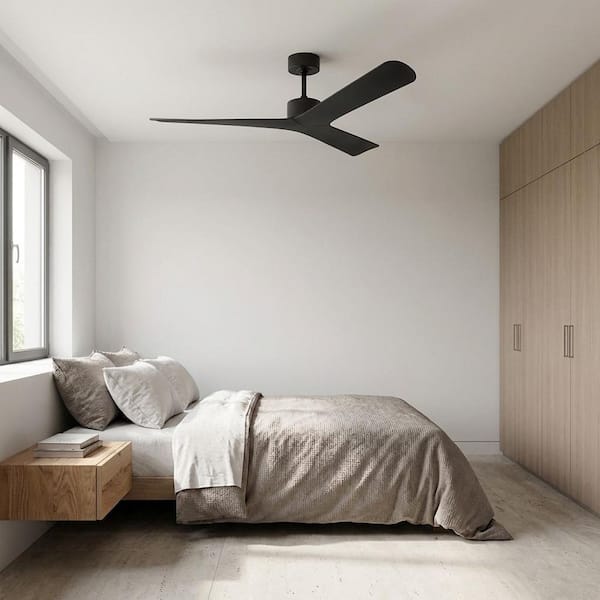 Tri Plank 57 in. Midnight Black Downrod Mount Standard Indoor/Outdoor Smart Ceiling Fan with Remote Included