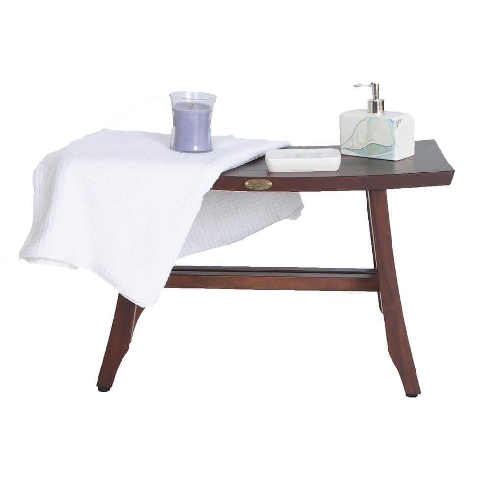 24" Wide Teak Wood Shower Stool with Crossbar