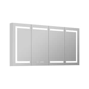 60 in. W x 32 in. H Rectangular Aluminum LED Lights Fog Free Surface/Recessed Mount Medicine Cabinet with Mirror