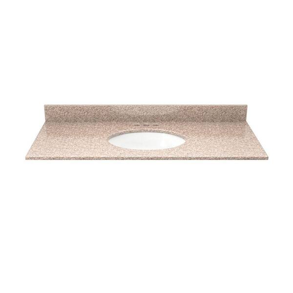 Solieque 37 in. Granite Vanity Top in Wheat with White Basin