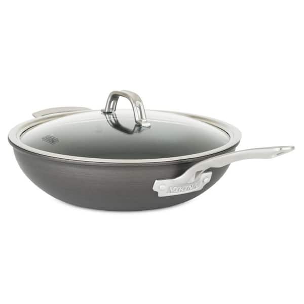 Hard Anodized 12 in. Aluminum Nonstick Frying Pan-Chef's Pan in Dark Gray with Lid
