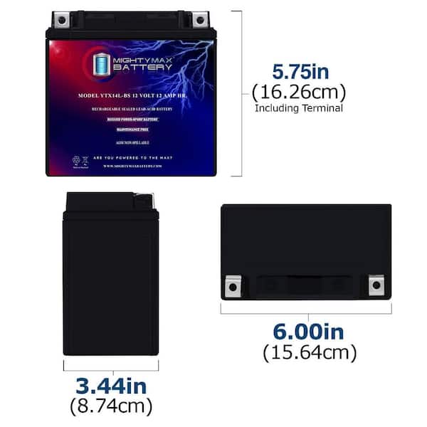 テラパワービューティ  テラMAX MIGHTY MAX BATTERY YTX14L-BS Battery Replacement for Ultima AGM
