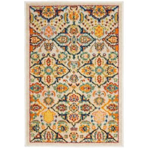 Allur Ivory Multicolor doormat 2 ft. x 3 ft. Bohemian Transitional Kitchen Area Rug