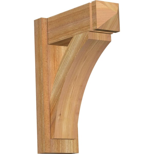 Ekena Millwork 6 in. x 20 in. x 16 in. Western Red Cedar Thorton Arts and Crafts Rough Sawn Outlooker