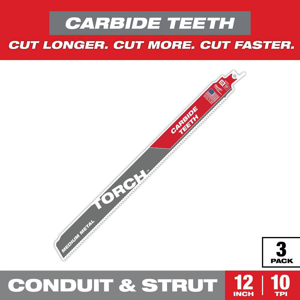 Milwaukee 12 in. 10 TPI Carbide Medium Metal Cutting Sawzall