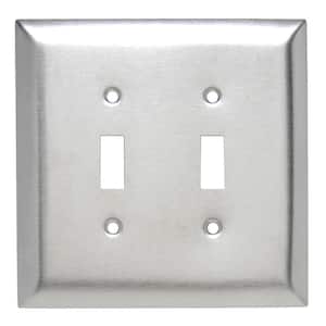 Pass & Seymour 302/304 S/S 2 Gang 2 Toggle Oversized Wall Plate, Stainless Steel (1-Pack)