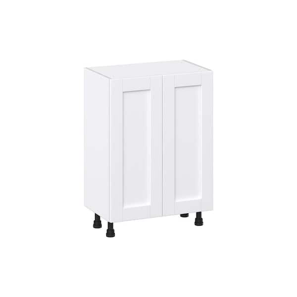 J COLLECTION Milton 24 in. W x 14 in. D x 34.5 in. H Assembled Shaker Full Height Doors Base Kitchen Cabinet in Bright White
