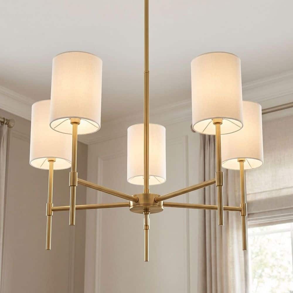 Savoy House 25 in. W x 15 in. H 5-Light Natural Brass Chandelier