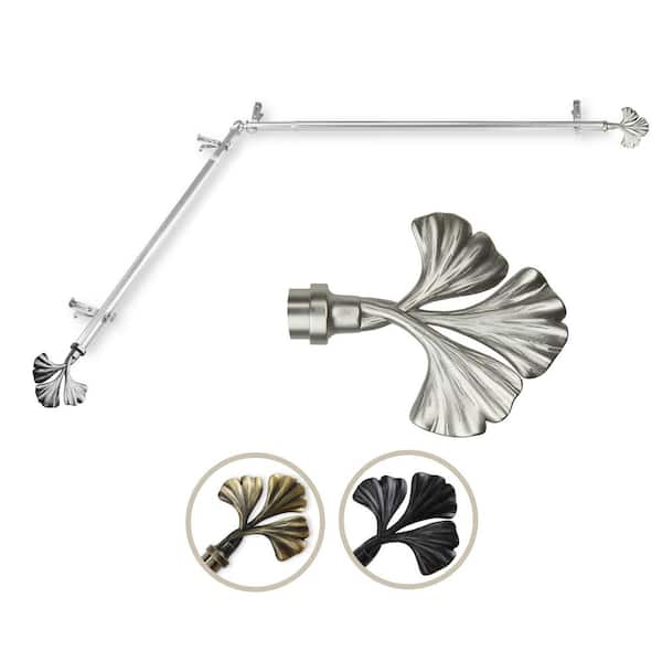 Rod Desyne 13/16" Dia Adjustable 66" to 120" Single Corner Window Curtain Rod in Satin Nickel with Fortune Finials