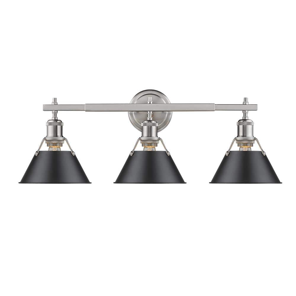 Orwell PW 3-Light Pewter Bath Light with Black Shade price history on PriceWatchPro