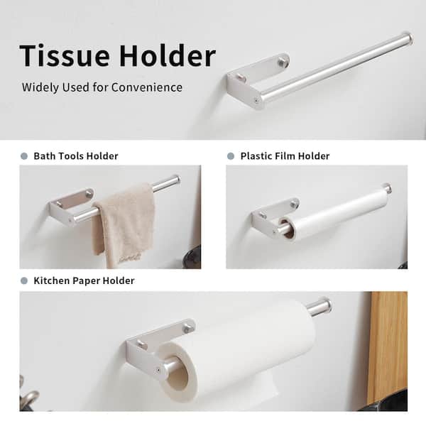 Wall Mount Paper Towel Holder Bulk-Self-Adhesive Under Cabinet in Brushed Nickel (2-Pieces)