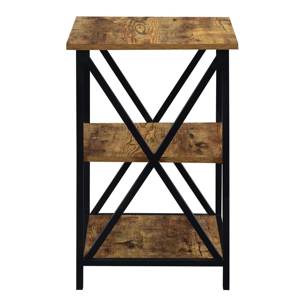 Tucson Rectangular 3-Tier Wood and Metal End Table