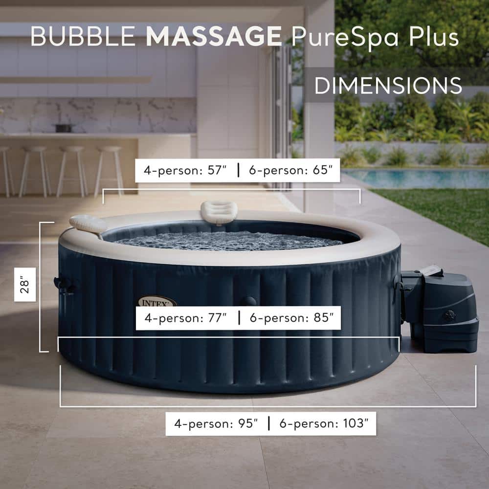 Intex 4-Person Navy Inflatable Round Hot Tub with Cup Holders