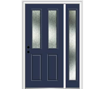 50 in. x 80 in. Right-Hand Inswing Rain Glass Naval Fiberglass Prehung Front Door on 6-9/16 in. Frame