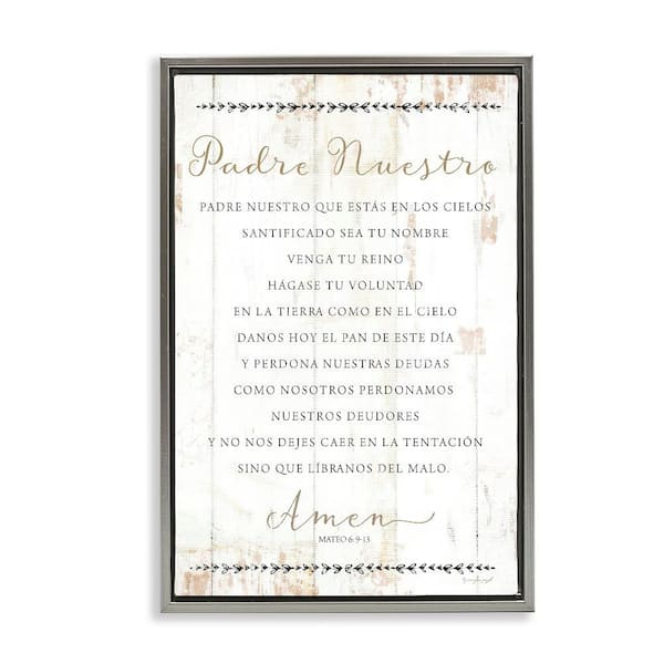 Stupell Industries Our Father Proverbs by Jennifer Pugh Gray Floater Frame Religious Graphic Art Print 17 in. x 25 in.