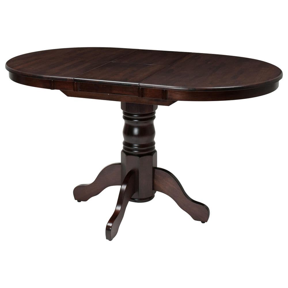 Cappuccino Stained Oval Extendable Dining Table with Pedestal Base