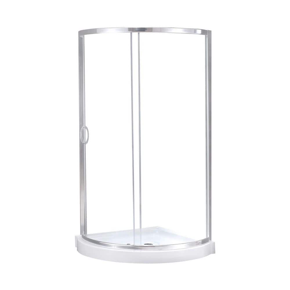 Breeze Polished Chrome 35" Round Shower Kit with Clear Glass Panels