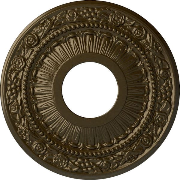Ekena Millwork 12-1/8" x 3-5/8" ID x 7/8" Nadia Urethane Ceiling Medallion (Fits Canopies upto 4-7/8"), Brass