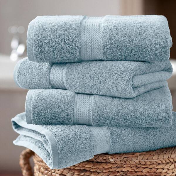Superior Madeline 4-Piece Light Blue Solid Egyptian Cotton Bath