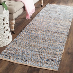 Cape Cod Natural/Blue 2 ft. x 18 ft. Gradient Striped Runner Rug