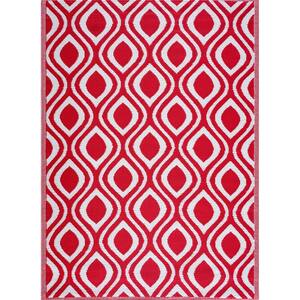 Venice Red White 6 ft. x 9 ft. Reversible Recycled Plastic Indoor/Outdoor Area Rug