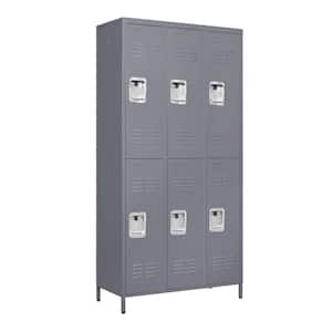 4-Tier 71.97 in. H Steel Storage Cabinet Locker with 6 Doors and 12 Compartments