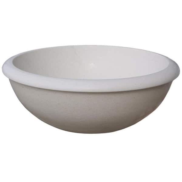 Rim Top Natural Stone Vessel Sink in White