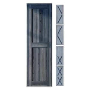 20 in. x 80 in. 5-in-1 Design Navy Solid Natural Pine Wood Panel Interior Sliding Barn Door Slab with Frame