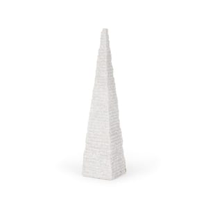 Pyramid White Rough Marble Obelisk 16 in.