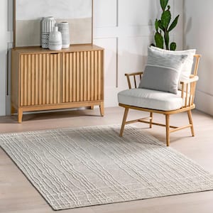 Cortney Casual Wavy Striped Beige 5 ft. 3 in. x 7 ft. 6 in. Area Rug