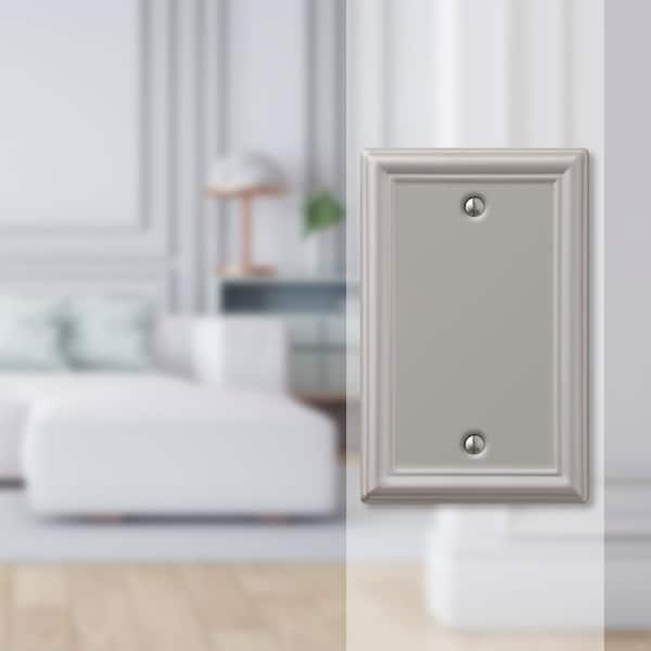Ascher 1 Gang Blank Steel Wall Plate - Brushed Nickel