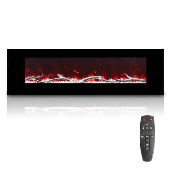 60 in. 1500W Wall-Mount Fireplace in Black with Multicolor Flame