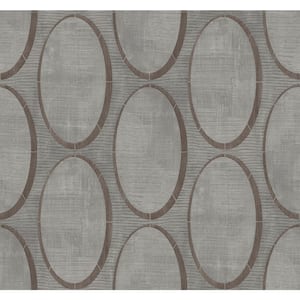 Casa Mia Distressed Oval Grey and Brown Paper Non-Pasted Strippable Wallpaper Roll (Cover 60.75 sq. ft.)