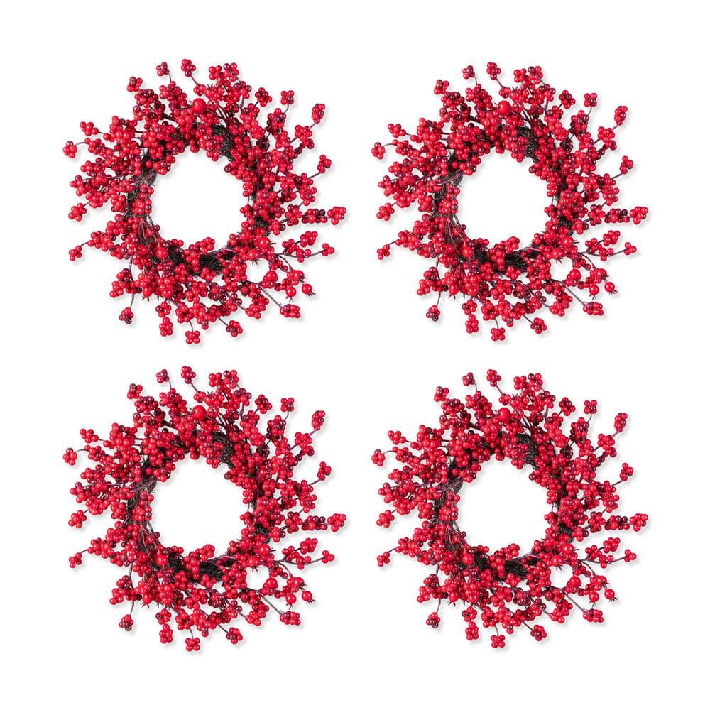 14 in. D Mini Red Berries Unlit Artificial Christmas Wreath (Set of 4) price history on PriceWatchPro